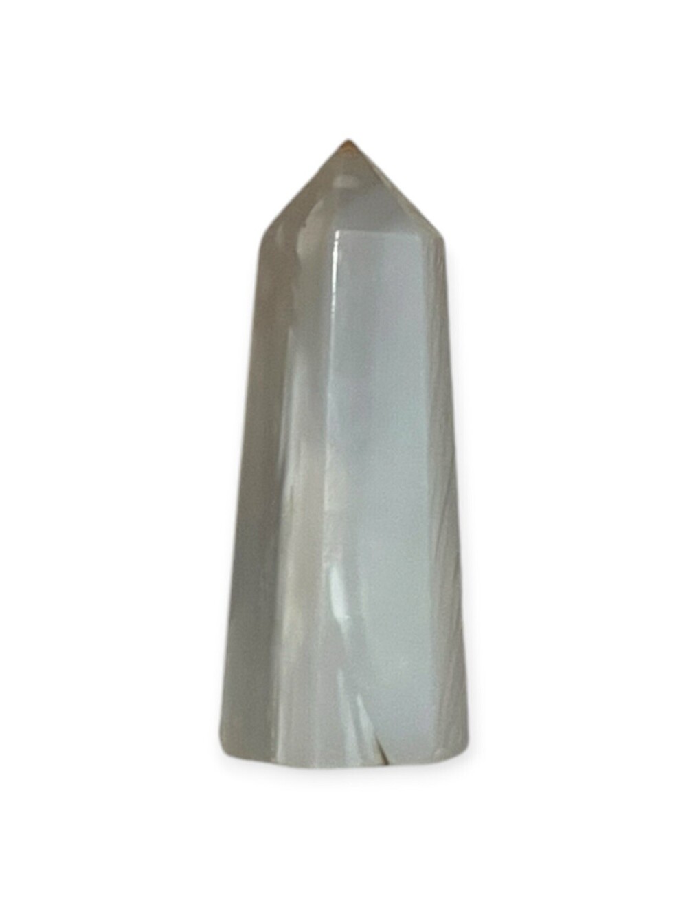 Gray Banded Agate Crystal Tower Polished Point Obelisk Mineral Specimen